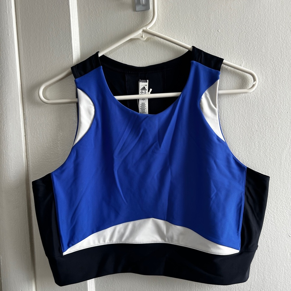 Adidas Blue and Black Yoga Top